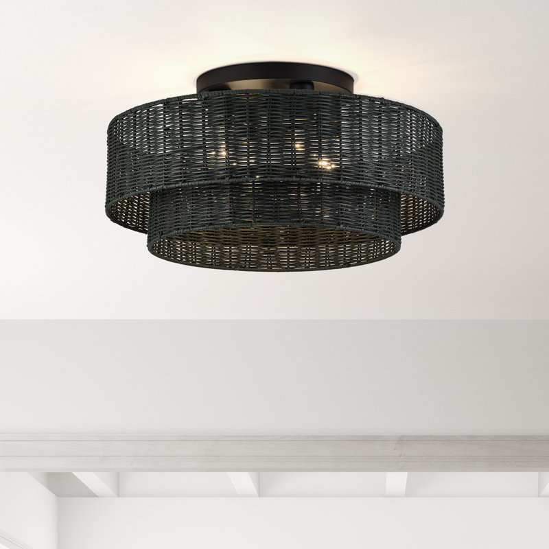Très grand semi-encastré 4 lumières Weavington, Gris, Noir mat