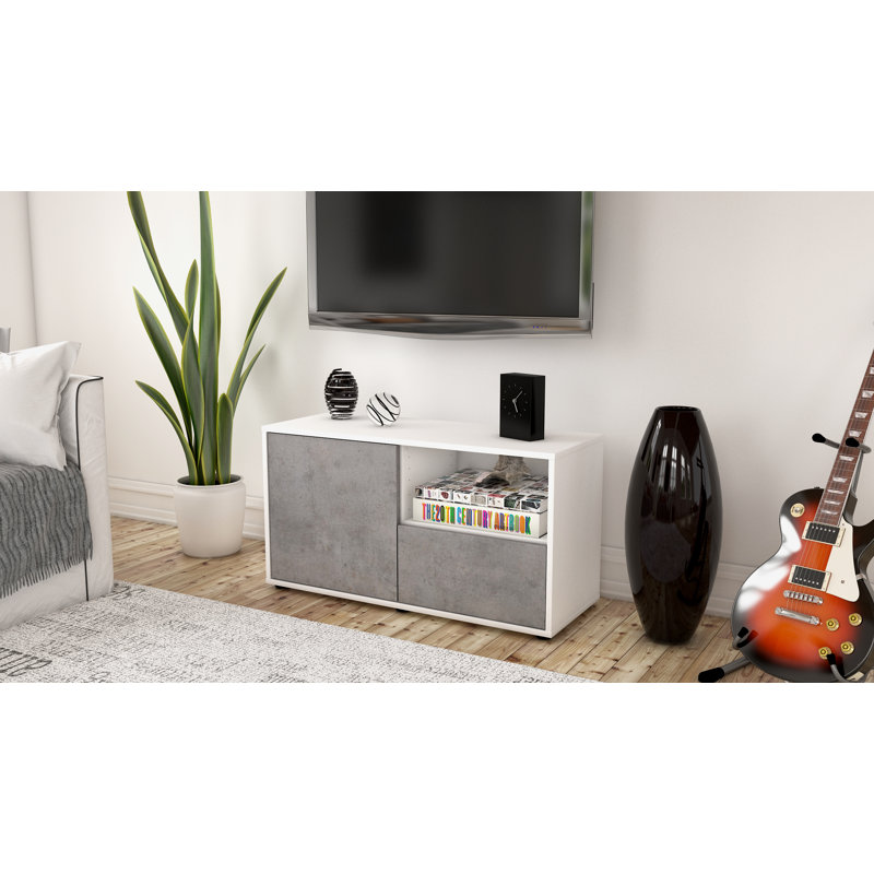 Sincere 92cm W 1 - Drawer Chest of Drawers, Concrete / Matte White