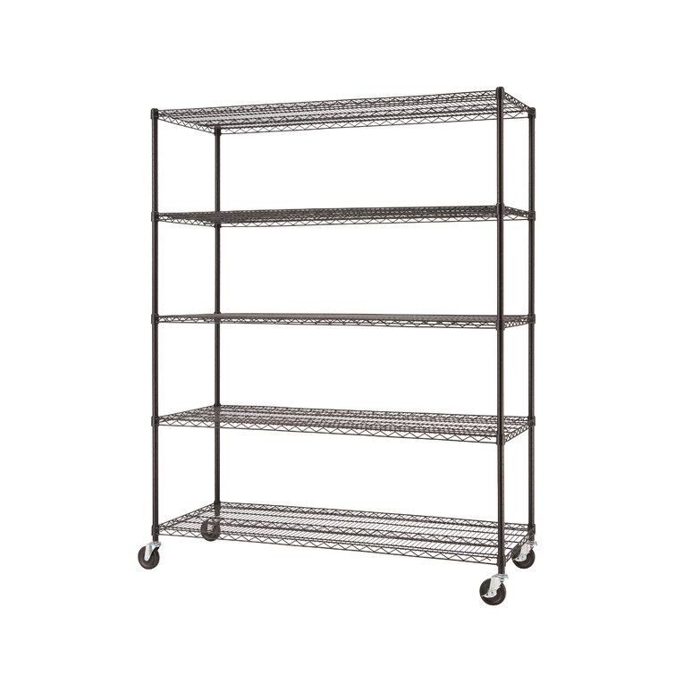 TRINITY EcoStorage 5-Tier Wire Shelving Rack with Wheels , 36 x