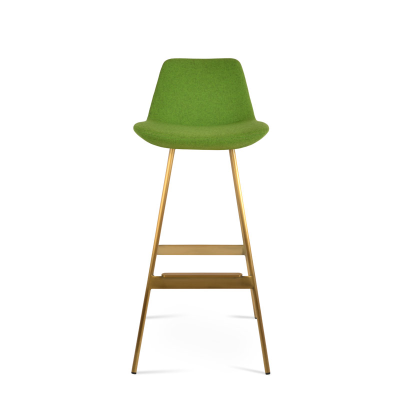 Tabouret Pera Balat, Laine pistache, Laiton, Tabouret de comptoir (siège d'une hauteur de 24 p