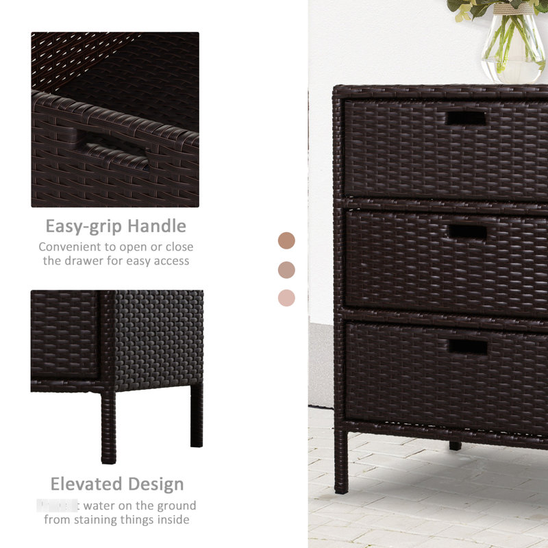 Armoire de rangement pour piscine avec 3 tiroirs Brown Pe