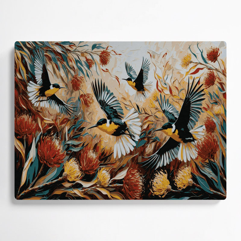 Art mural en métal oiseaux Birds New Holland, H 144 po x l 216 po x P 0,05 po