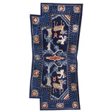 Antique Chinese Animal Motif Horse Saddle Cover Wool Pile Rug