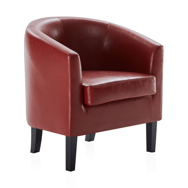 Fauteuil demi-tonneau de 26,77 po Munson, Similicuir rouge