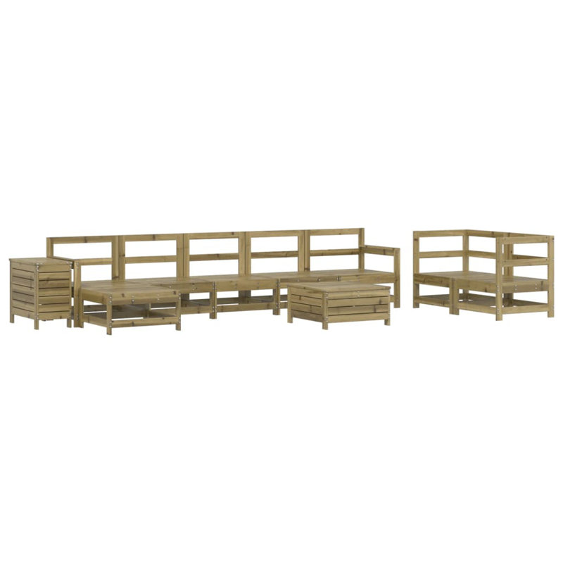 Wicker 9 - Person Garden Lounge Set, Impregnated Wood