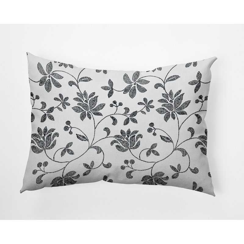 Floral Reversible Throw Pillow, Black