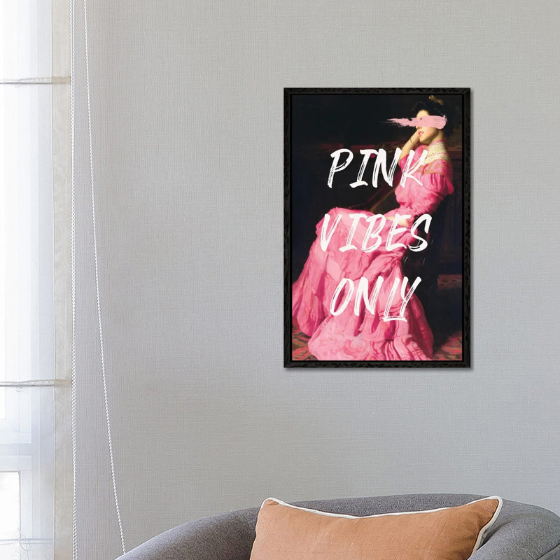 Pink Vibes Only III - Print on Canvas, Black Framed, 66.04cm H x 45.72cm W x 3.81cm D