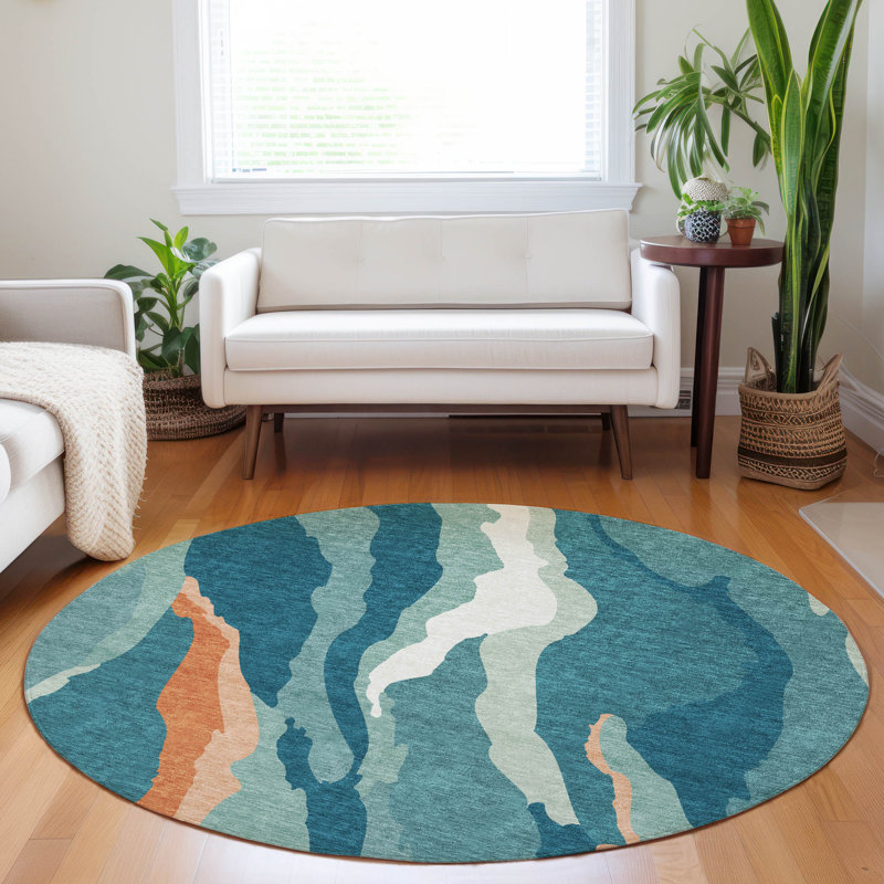 Tapis intérieur / extérieur lavable à la machine Chayden ACN1047, Rond 8 pi