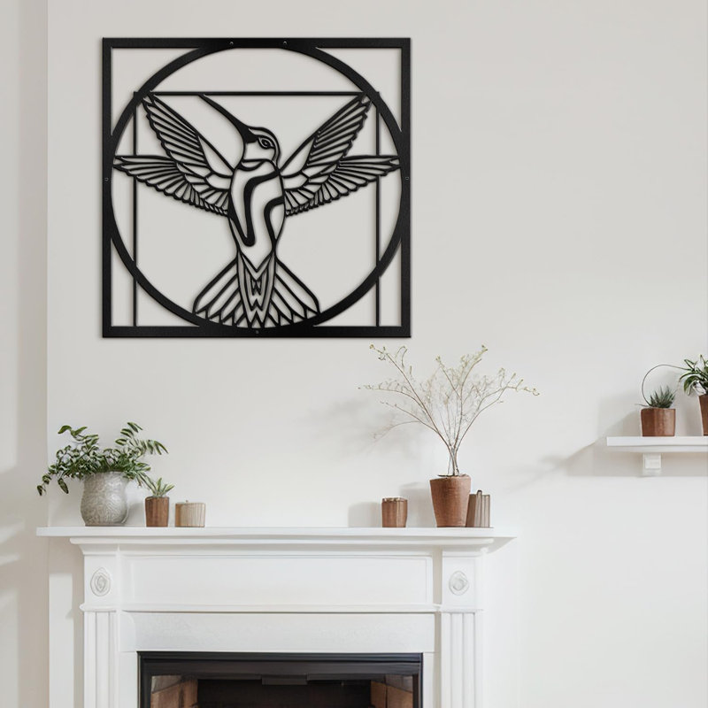Décoration murale en métal, H 18 po x l 18 po x P 0,05 po, Noir