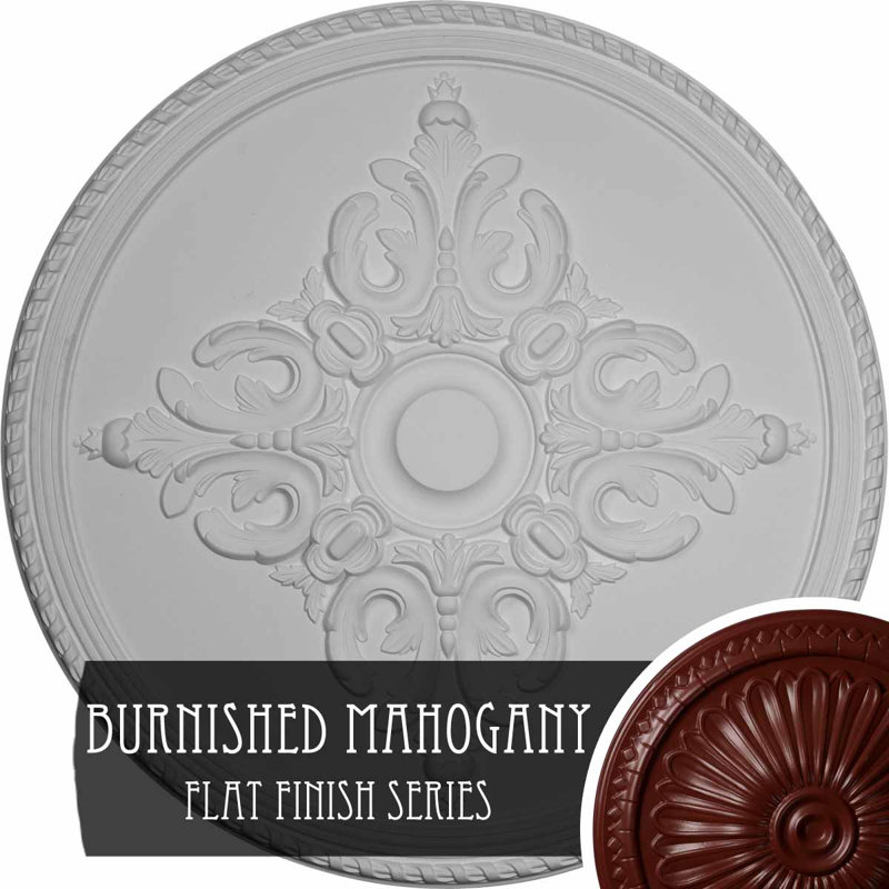 Petit médaillon de plafond classique Endurathane, diamètre extérieur de 40 1/4 po x P 3 1/8 po (convient aux auvents jusqu'à 10 po), fini craquelé à la bière à la main peint à la main