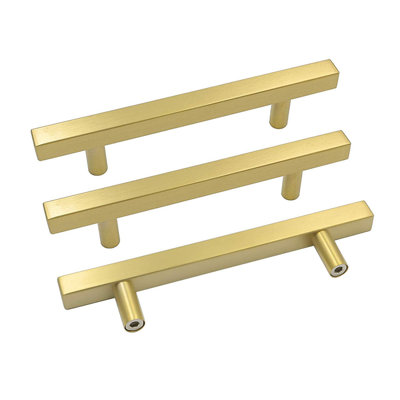 5 Pack Gold Cabinet Handles 3-1/2"(90mm) Brushed Brass Cabinet Pulls T Bar Drawer Pulls for Kitchen Cupboard & Drawer Hardware