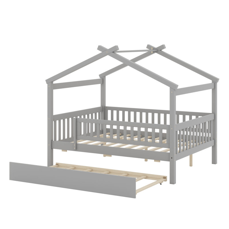 Lit en bois avec couchette, Gris