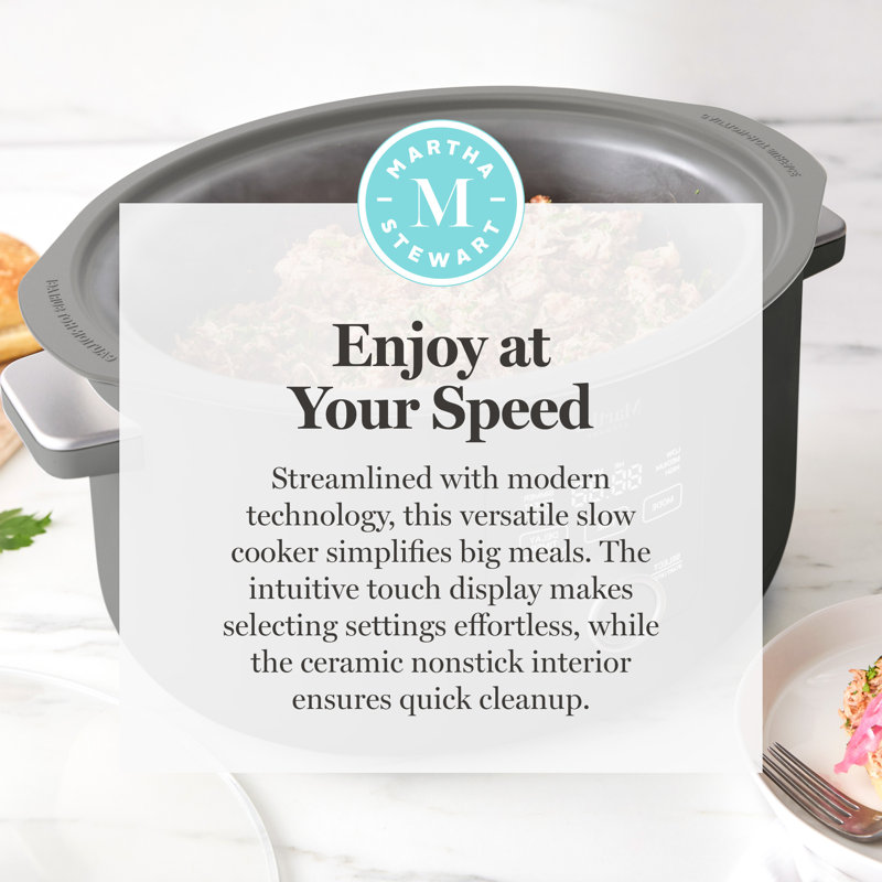 Martha Stewart 8 Quart Slow Cooker, Ceramic Nonstick, Caviar, Caviar