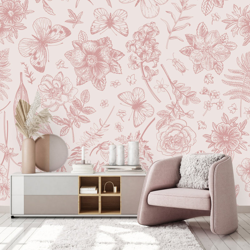 Peel & Stick Floral Wall Mural, 10.42" W x 10.42" L