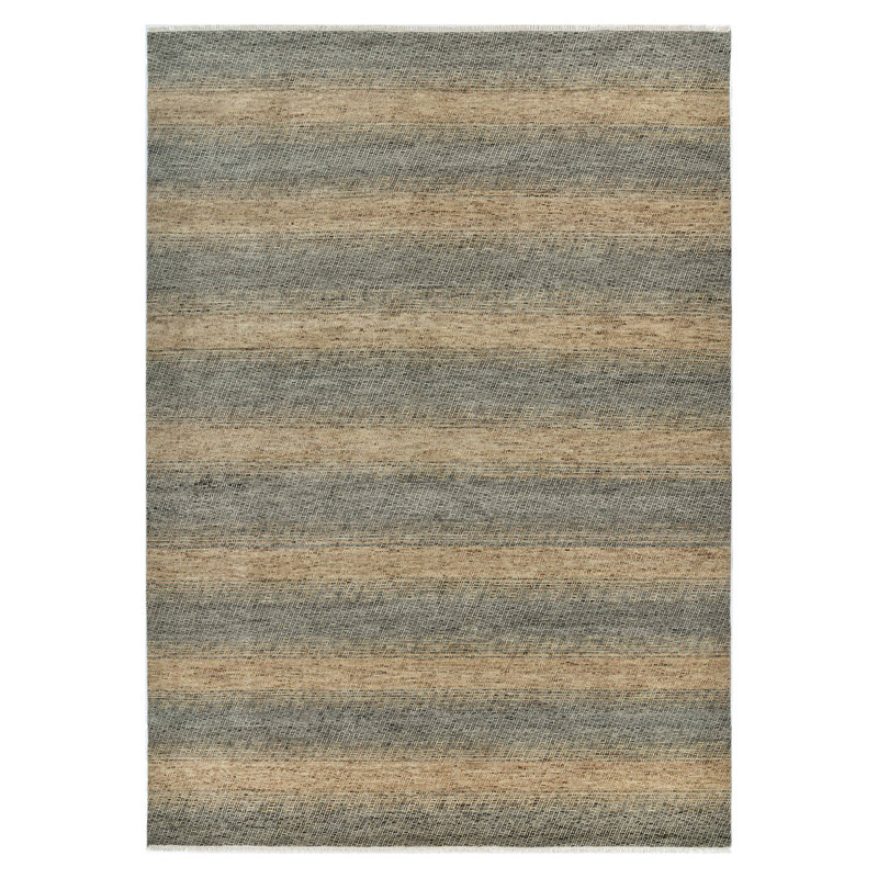 Handmade Gray and Tan Wool Geometric 2' x 3' Rug