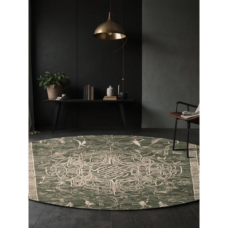 Tapis brun lavable à la machine, Rond 6 pi