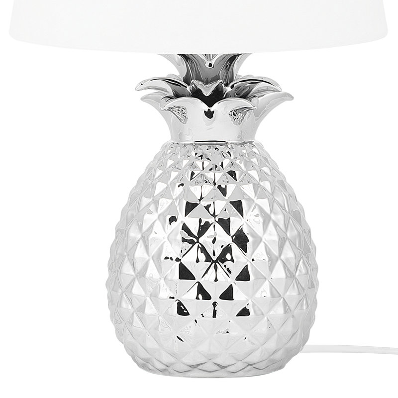 Addilynn Ceramic Novelty Lamp, Silver Base/White Shade