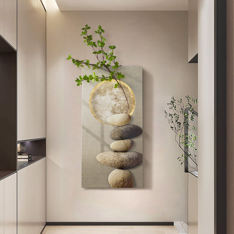 31.5" LED Wall Art Japandi Abstract Geometric Acrylic Stone Shape Decor USB Lighting