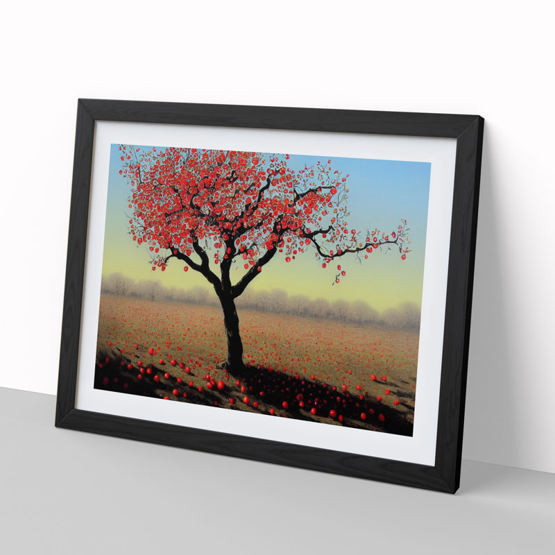 Enigmatic Apple Tree - Single Picture Frame Print, 46cm H x 64cm W x 2cm D, Black Framed