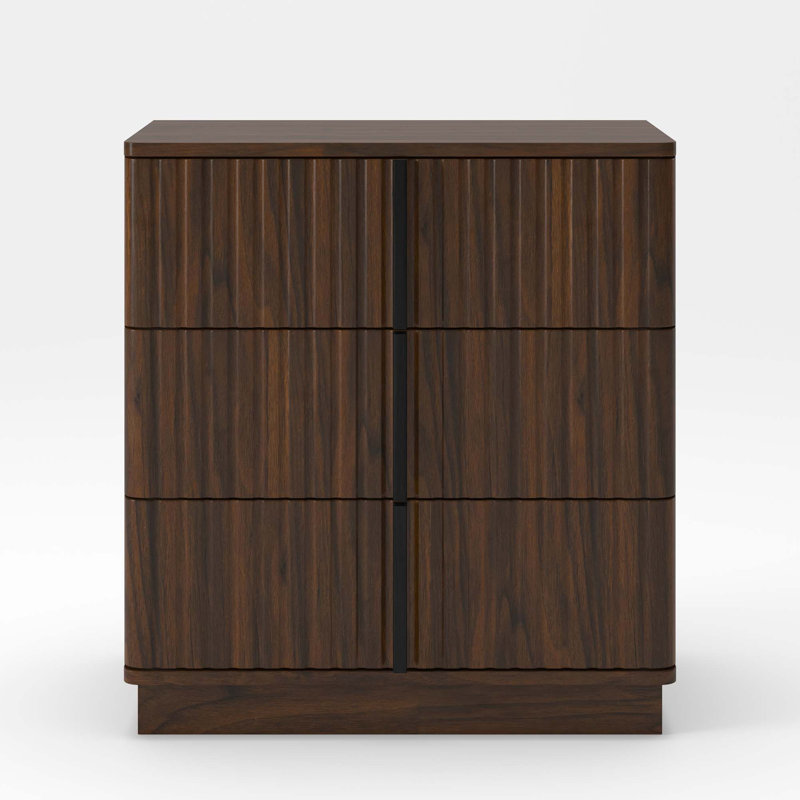 Table de chevet vintage à 3 tiroirs avec rangement spacieux pour la chambre à coucher et le bureau, Noyer