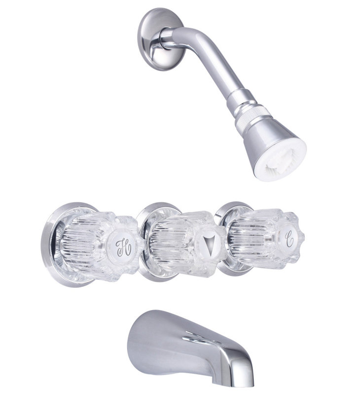 Banner Three Acrylic Handle Tub & Shower Faucet