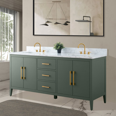 Meuble-lavabo double 72 po avec plateau en marbre