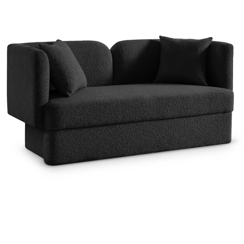 Causeuse en tissu Marcel Boucle, Tissu bouclé noir