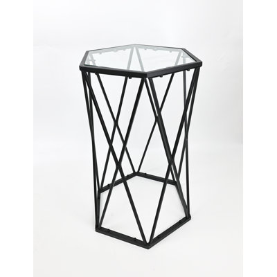 Kandan Glass Top Frame End Table