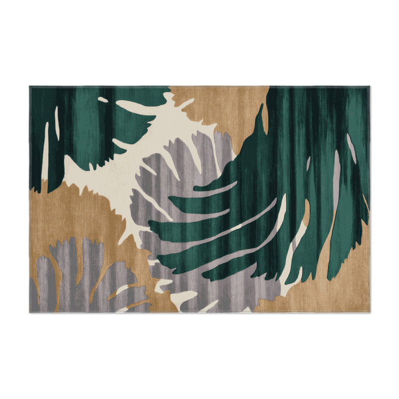 Watercolor Green Indoor and Outdoor Area Rug, Rectangle 2' x 3'