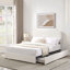 Grand lit plateforme tapissier Livcle Ivory Boucle