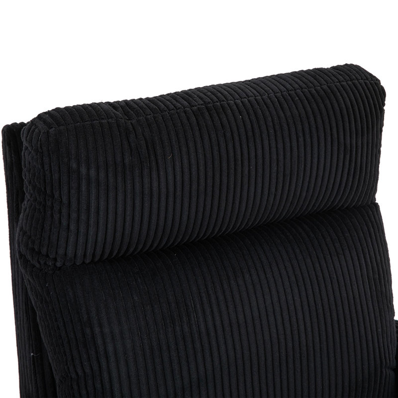 Upholstered Swivel Glider Rocking Chair, Black Corduroy