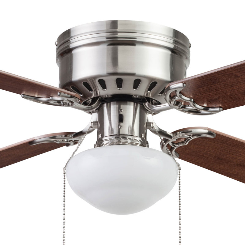 Cherry Hill 42'' Ceiling Fan with Light Kit, Brushed Nickel with Light Oak/Gray Oak Blades