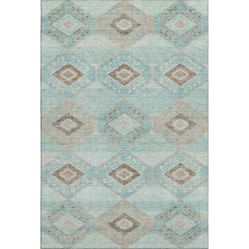Premium Machine Washable Xamiera AMF1857 Aztec Rug, Rectangle 8' x 10'