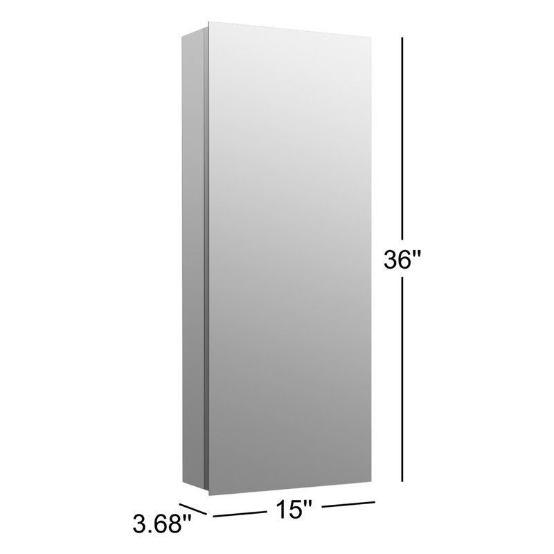 Embark Premium Xl 20 In. X 36 In. Rectangular Medicine Cabinet, 36" H x 15" W x 3.68" D