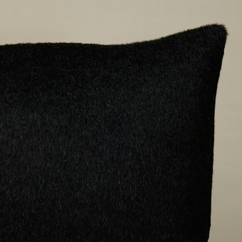 Dixon Mohair Lumbar Pillow, 12" H x 24" W, Black