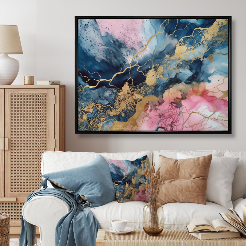 Exploration des profondeurs de la géode rose IV - art mural abstrait en marbre, H 30 po x l 40 po x P 1,5 po