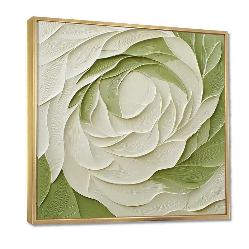 Abstrait blanc et vert, éclipse de rose - art mural imprimé rose, H 36 po x l 36 po, Doré