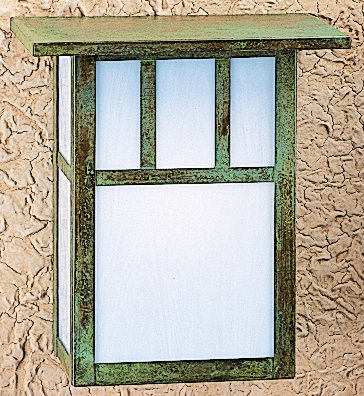 Lanterne murale d'extérieur Shabari, H 12 po x l 9,5 po x P 6 po / non, Brun rustique, Brouillard pluvieux