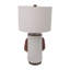 Lampe neutre en tissu naturel 24 po Omix avec cylindre en bois, ivoire, 13 po x 13 po x 24 po