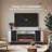 76" Fluted TV Stand with 36" Electric Fireplace, White
