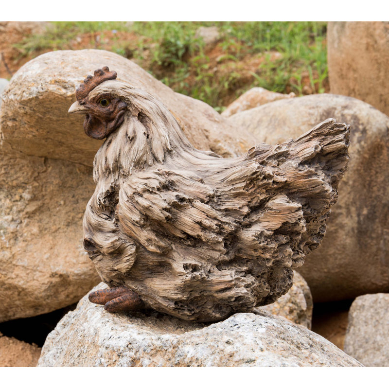 Statue de poule accroupie Driftwood