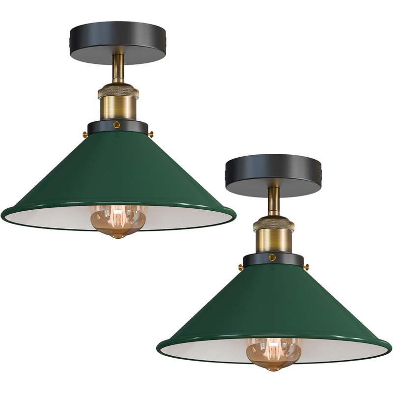 Semi Flush Mount, Green, Black