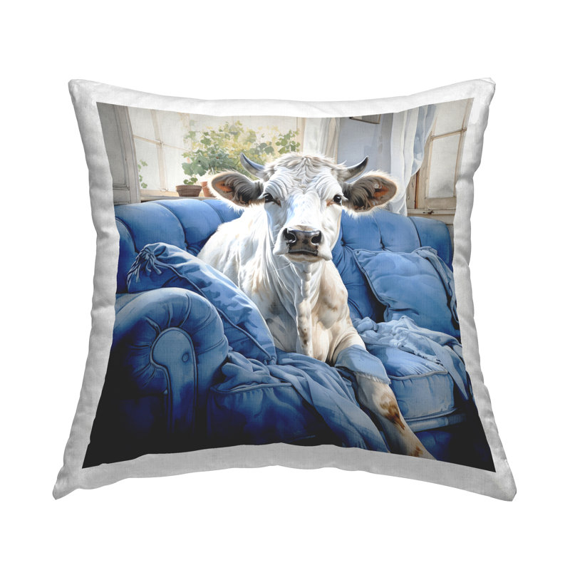 Coussin décoratif "Cétails sur fond bleu" par Ryley Gray