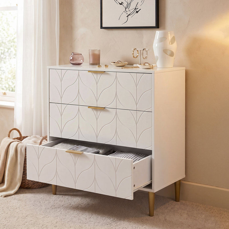 Adams 80 cm W Chest of 3 Drawers, Grey