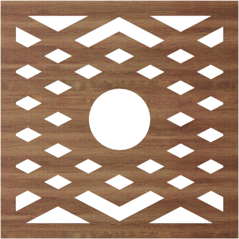 Médaillon de plafond à chevrons, Noyer, H 32 po x l 32 po x P 0,38 po
