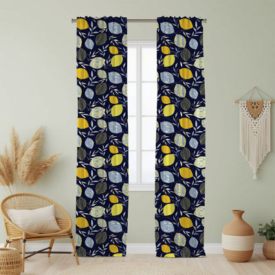 Semi Sheer Fruit Print Curtain Single Panel