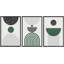 «Mid Century Modern Boho Green Abstract», reproduction sur toile 3 pièces-91259924-91259923