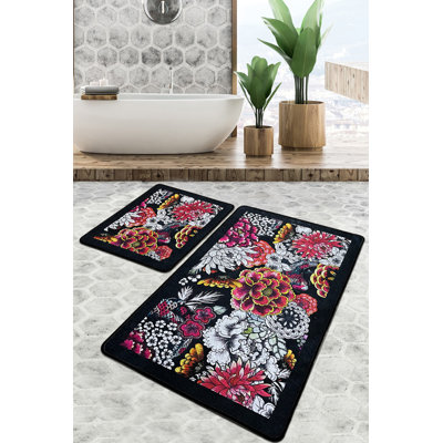 Antibacterial Bathmat Set (2 Pieces), 100% Polyester, 23.6 x 39.4 inches & 19.7 x 23.6 inches | Non-Slip Underside, 700 g/m² | Machine Washable, Quick-Dry, Ideal for Bathroom Safety & Comfort