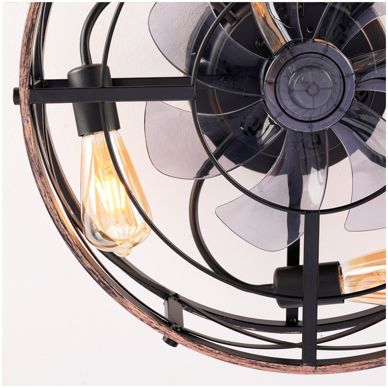 Ventilateur de plafond de type montage 19 po, moteur réversible, télécommande CC, ventilateur de plafond à 6 vitesses, minuterie, pour le salon, la chambre à coucher ou la salle à manger - ampoules non incluses