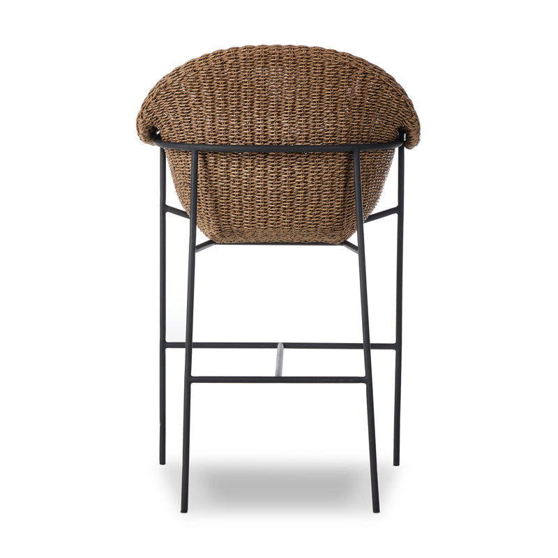 Suerte Outdoor Bar Stool, Black/Brown, Cream